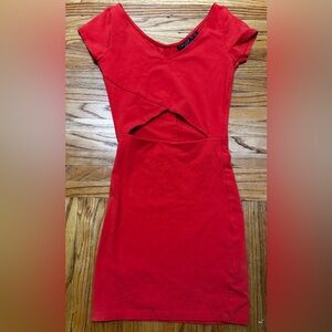 Topshop Peekaboo Red mini Dress - petite size 0